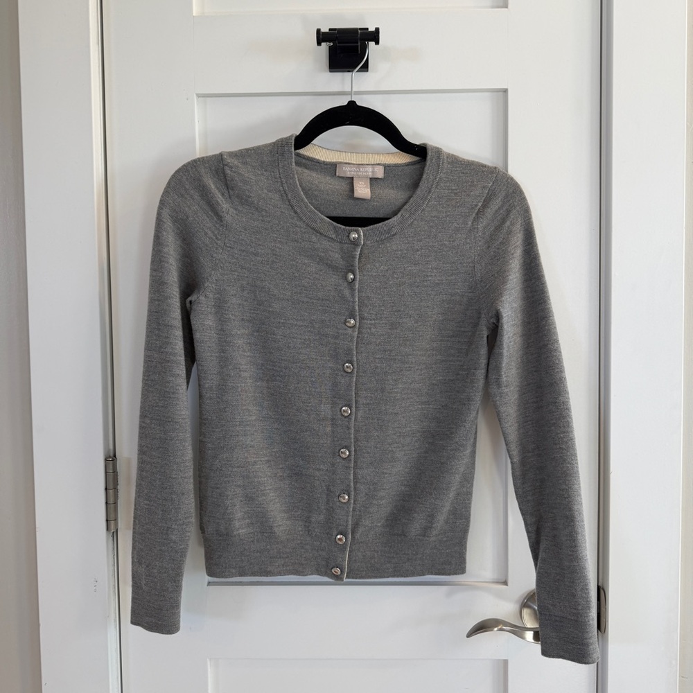 Banana Republic Gray Button-Up Cardigan